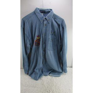 Men's Shirt by Paradise Point , Blue Denim,  Cats Cotton, Large